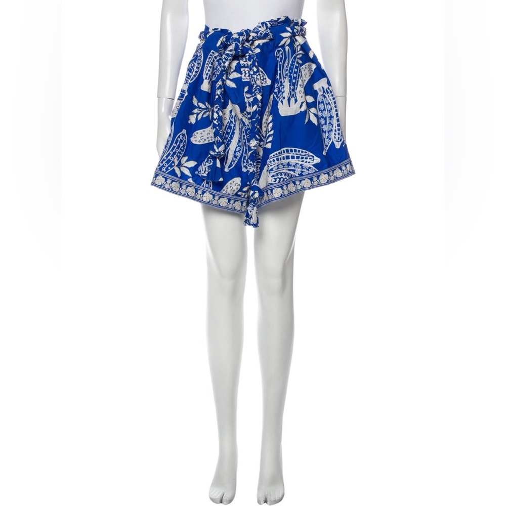 Farm Rio Blue Printed Tie-Waist Shorts